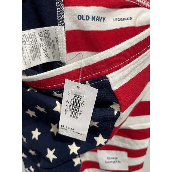 NWT Girl's Old Navy Leggings Cropped Capri 12-18M Red White Blue 4th Of July - Picture 3 of 3